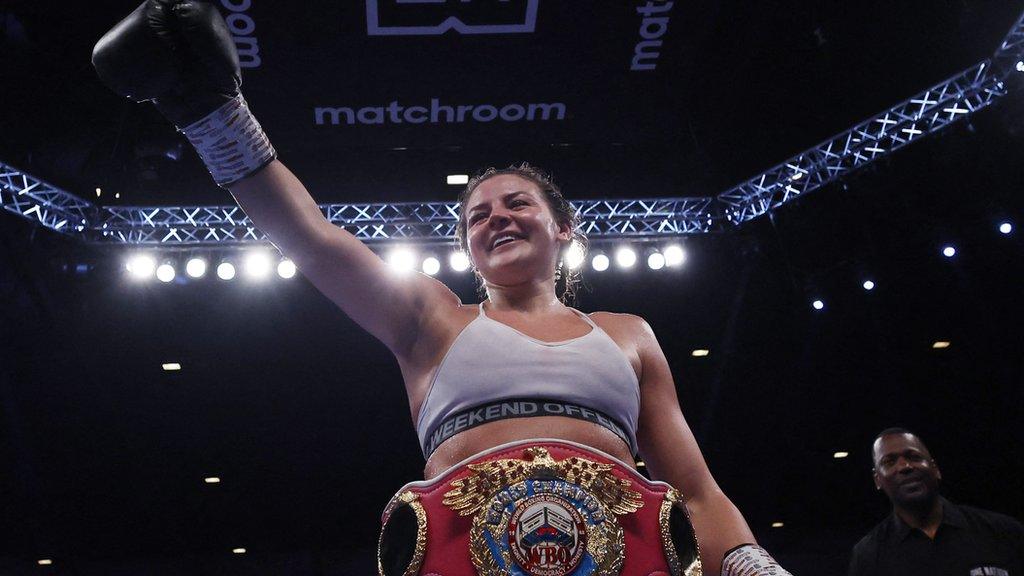 Sandy Ryan with her WBO world title belt