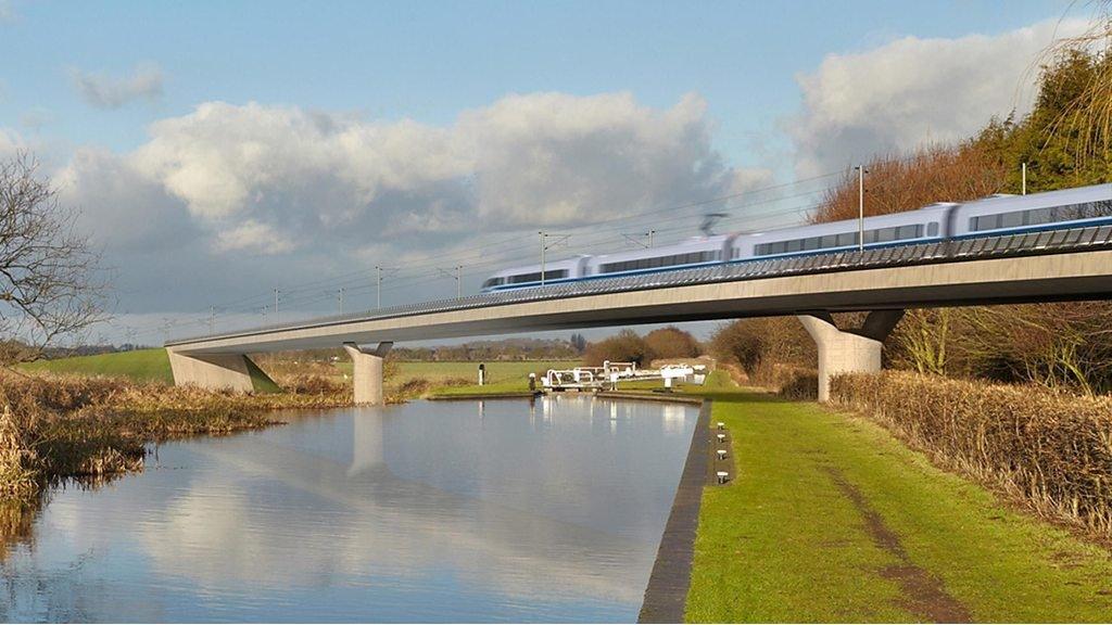 Image of HS2 crossing a viaduct on its proposed route