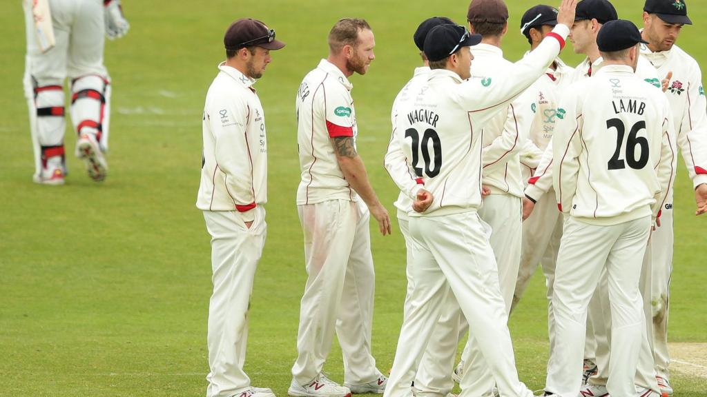 Lancashire celebrate wicket