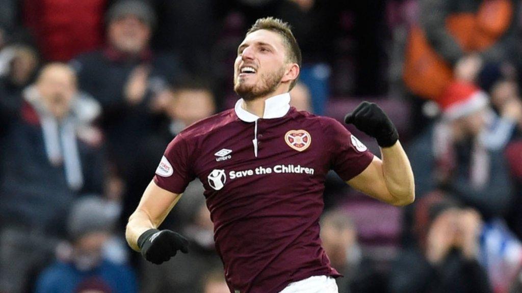 David Milinkovic celebrates scoring for Hearts