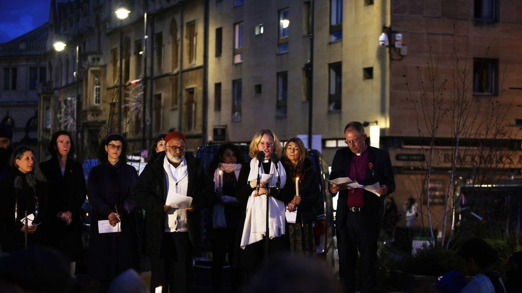 Civic and faith leaders at the vigil