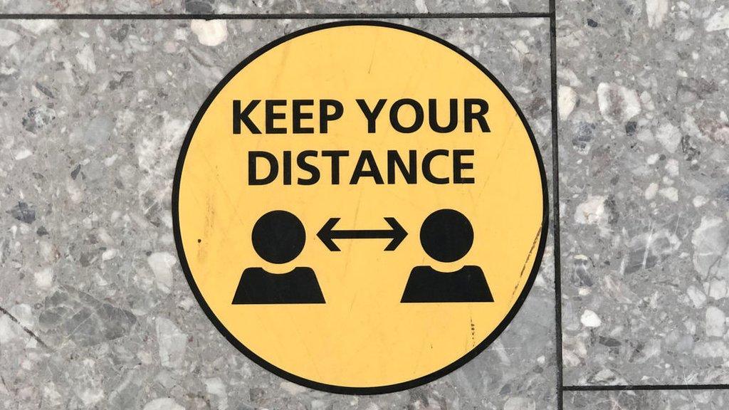 Social distancing sign at Heathrow