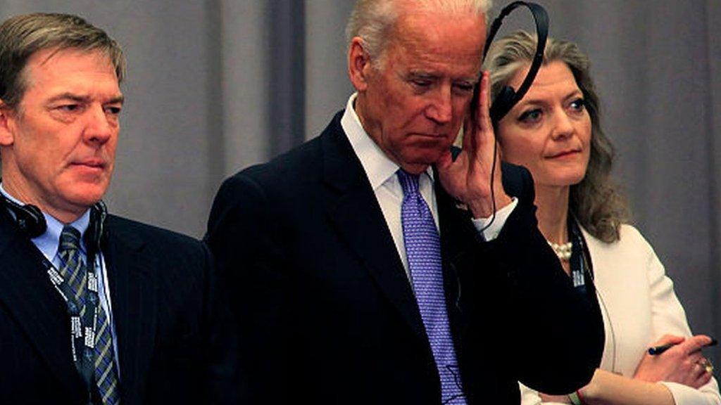 Allison Hooker, right, with Vice-President Biden at a nuclear security summit