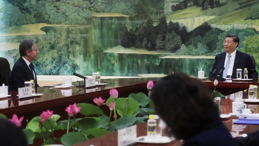 U.S. Secretary of State Antony Blinken meets with Chinese President Xi Jinping in the Great Hall of the People in Beijing, China, June 19, 2023