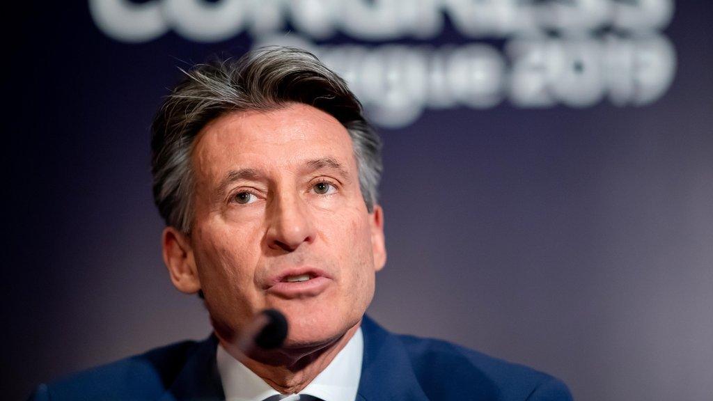 Lord Coe speaking at a news conference