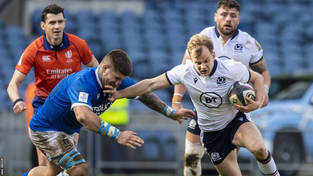 Scott Steele scored a try on his one start for Scotland away to Italy in 2021