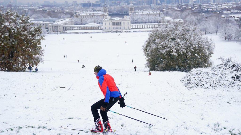 Skiing greewnich park