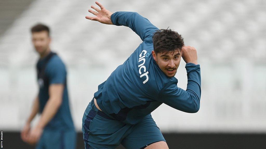 England bowler Josh Tongue in a training session ahead of making his Test debut against Ireland at Lord's