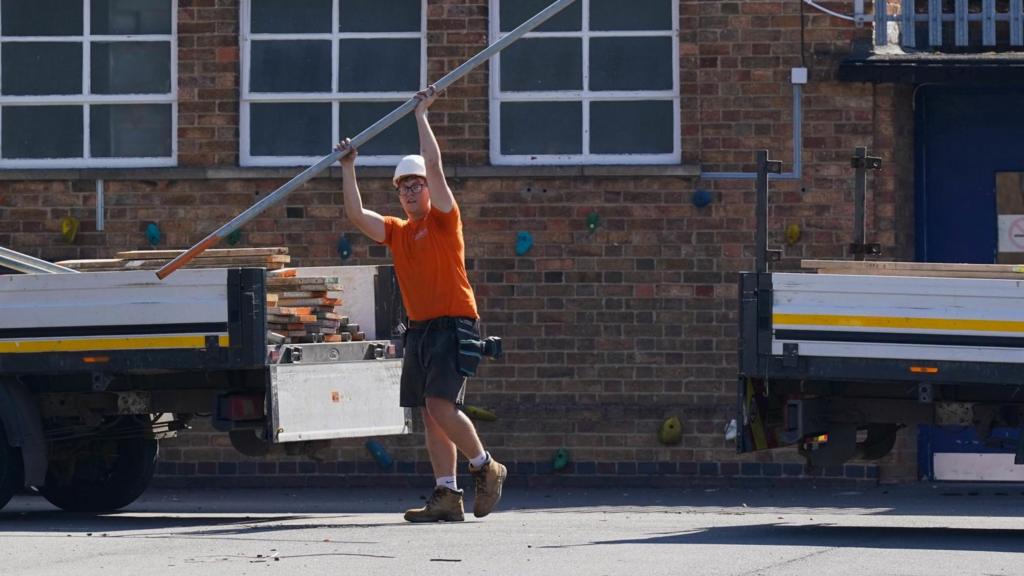 Remedial work being carried out at Mayflower Primary School in Leicester