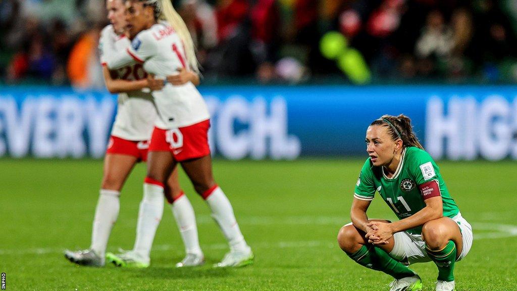 Katie McCabe dejected at the full-time whistle