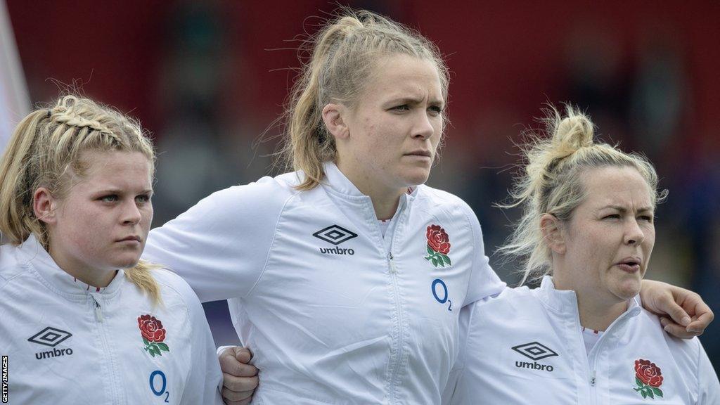 Three England players line up pre match