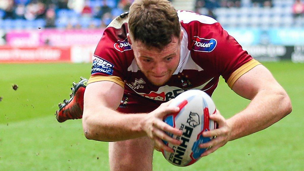 Joe Burgess scores a try for Wigan Warriors