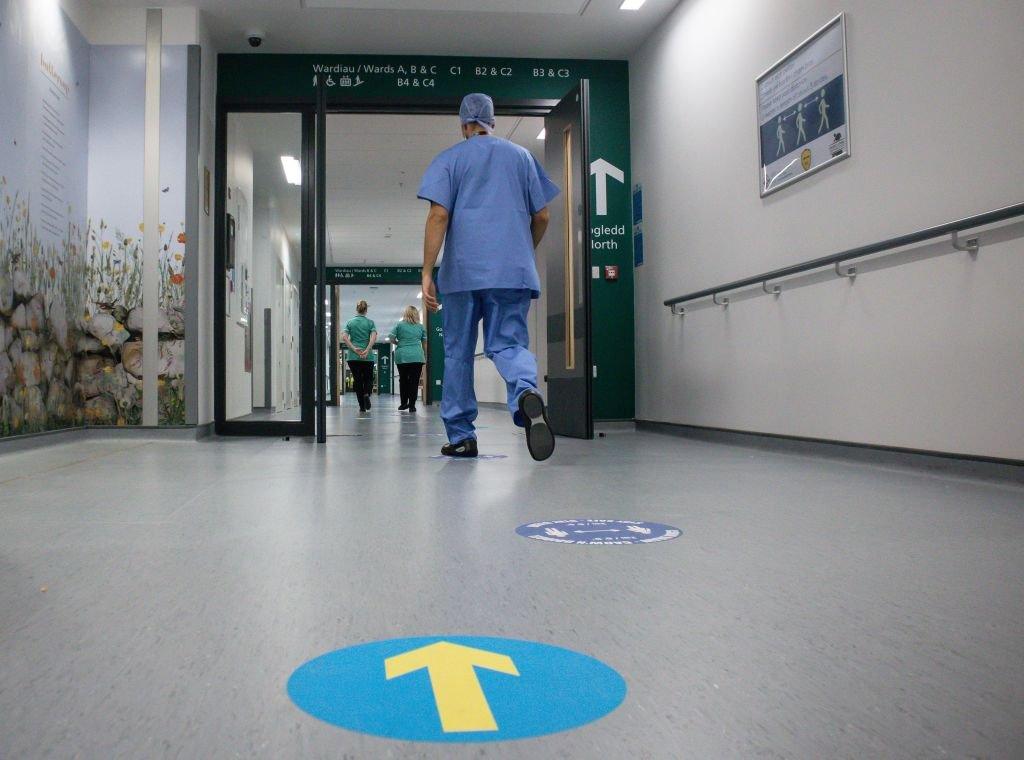 Hospital corridor at the Grange near Cwmbran