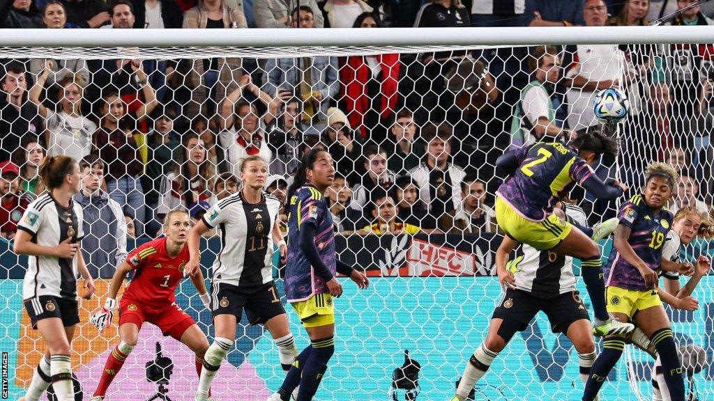 Colombia's Manuela Vanegas scores against Germany