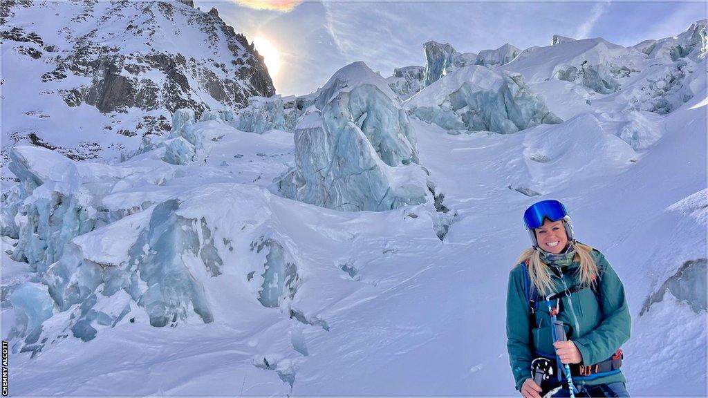 Chemmy Alcott on the Vallee Blanche