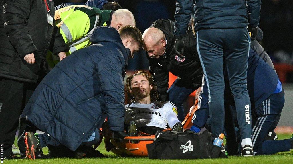 Joe Pritchard tore his Achilles tendon during Accrington's defeat by Morecambe on 29 December