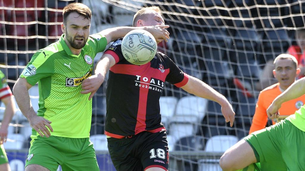 Action from Crusaders against Cliftonville