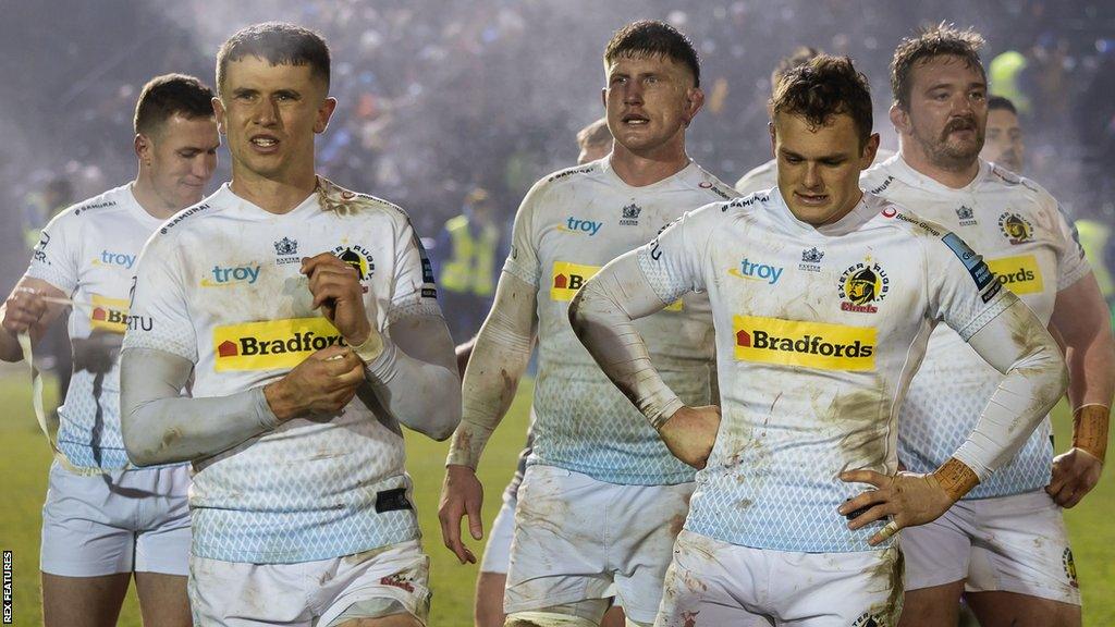 Exeter players after Bath loss