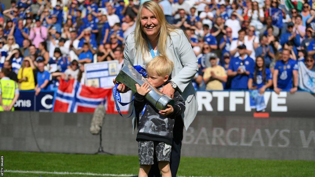 Emma Hayes and her son Harry