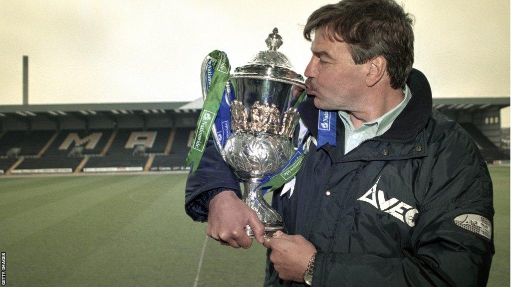 Sam Allardyce with the old Division Three trophy