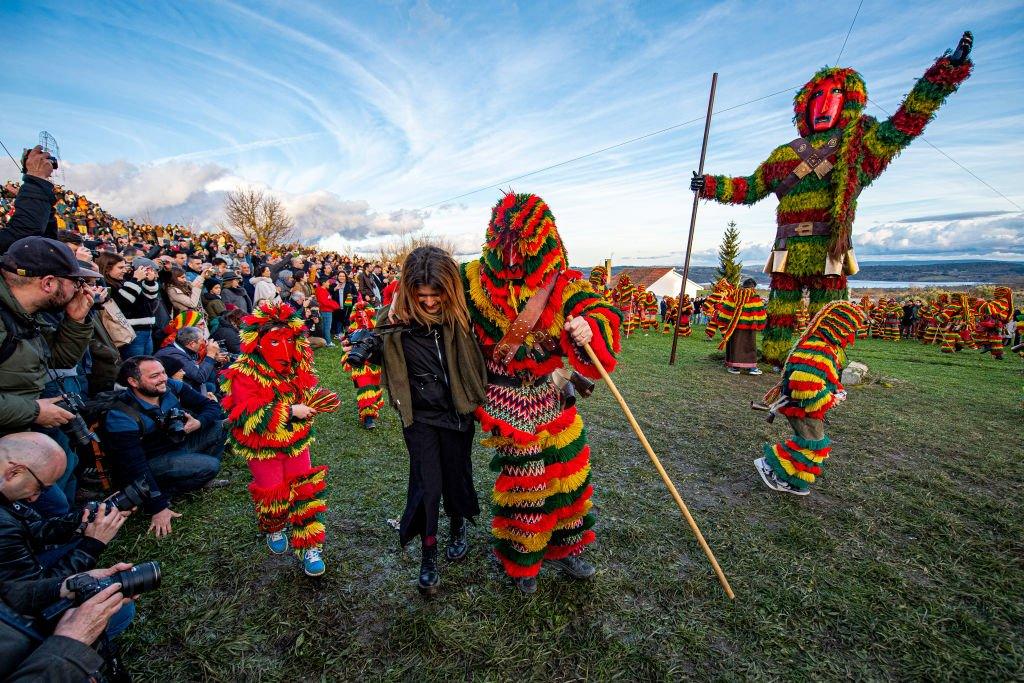 Revellers in Podence, Portugal