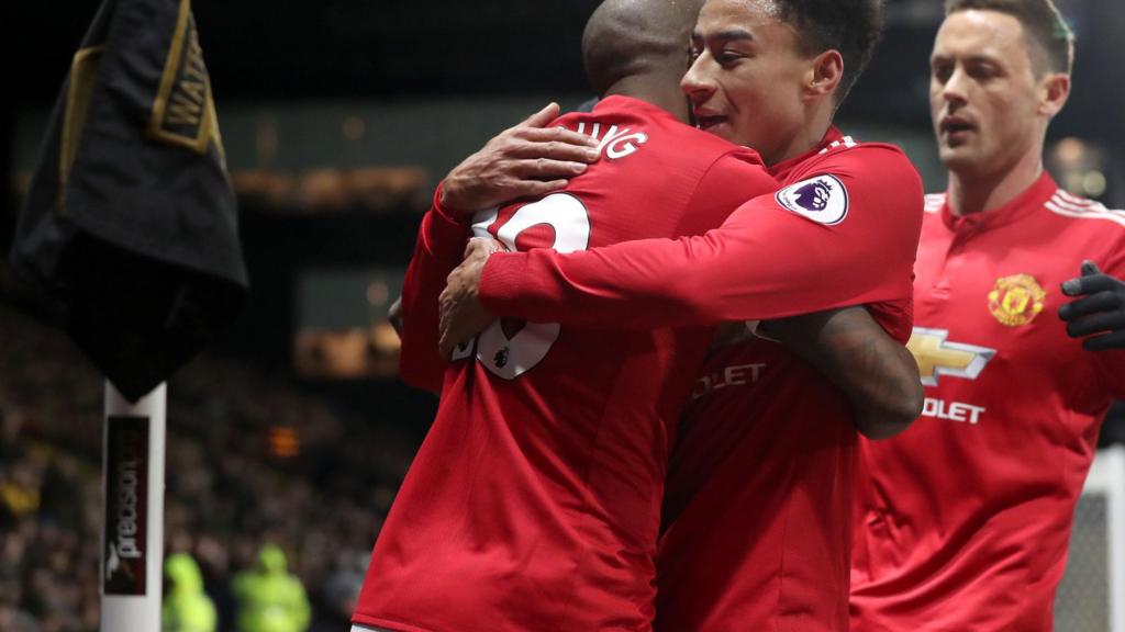 Jesse Lingard and Ashley Young celebrate