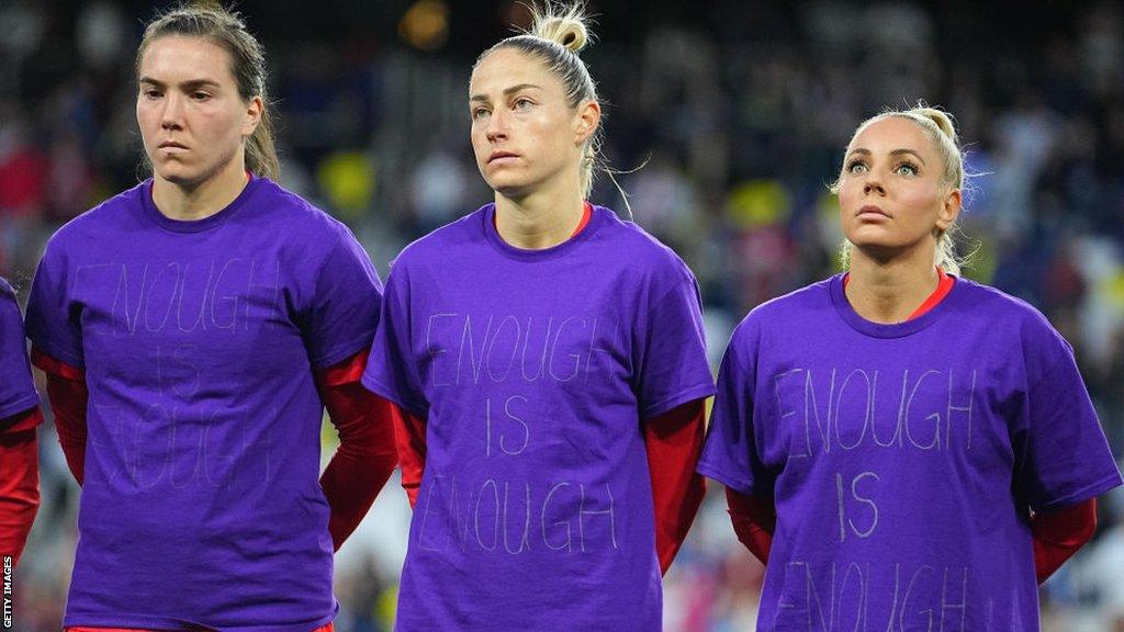 Canada wearing T-shirts saying 'enough is enough'