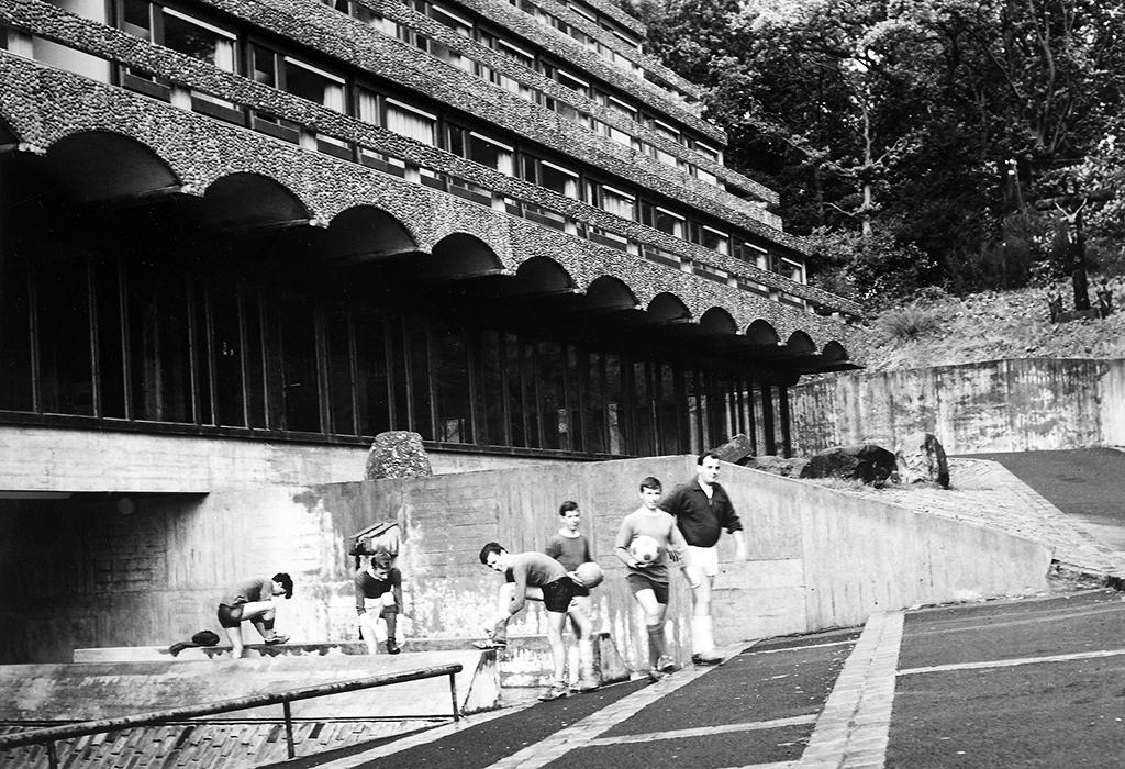 Trainee priests at St Peter's warming up for a game of football, late 1960s