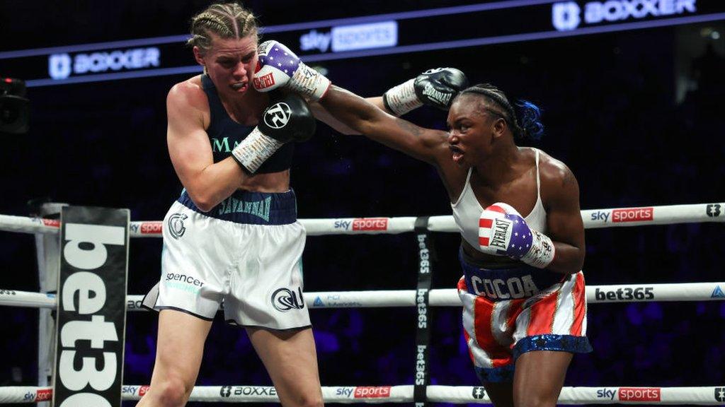 Claressa Shields lands a punch on Savannah Marshall