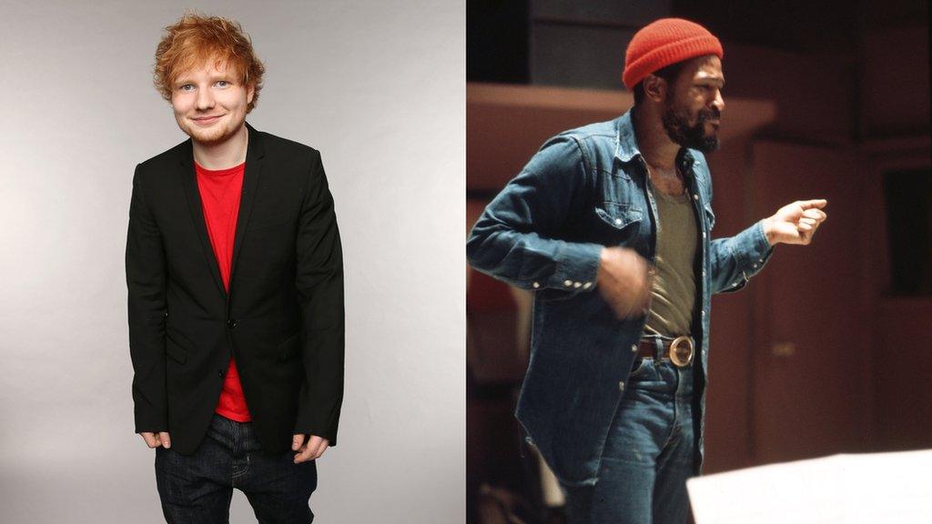 Ed Sheeran (left) and Marvin Gaye (right)