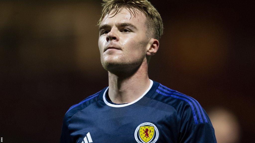 Tommy Conway playing for Scotland Under-21s