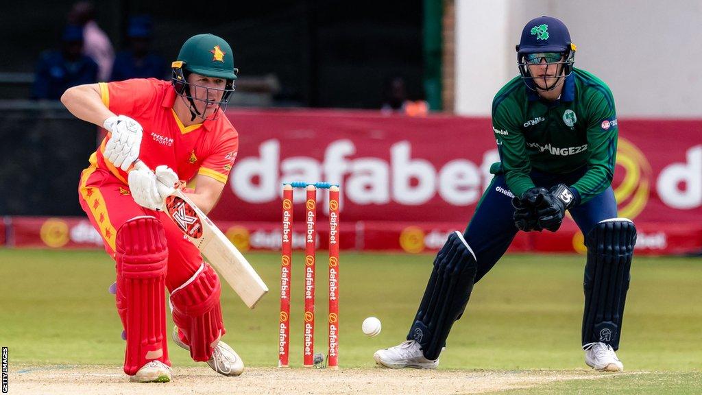 Gary Ballance bats for Zimbabwe against Ireland