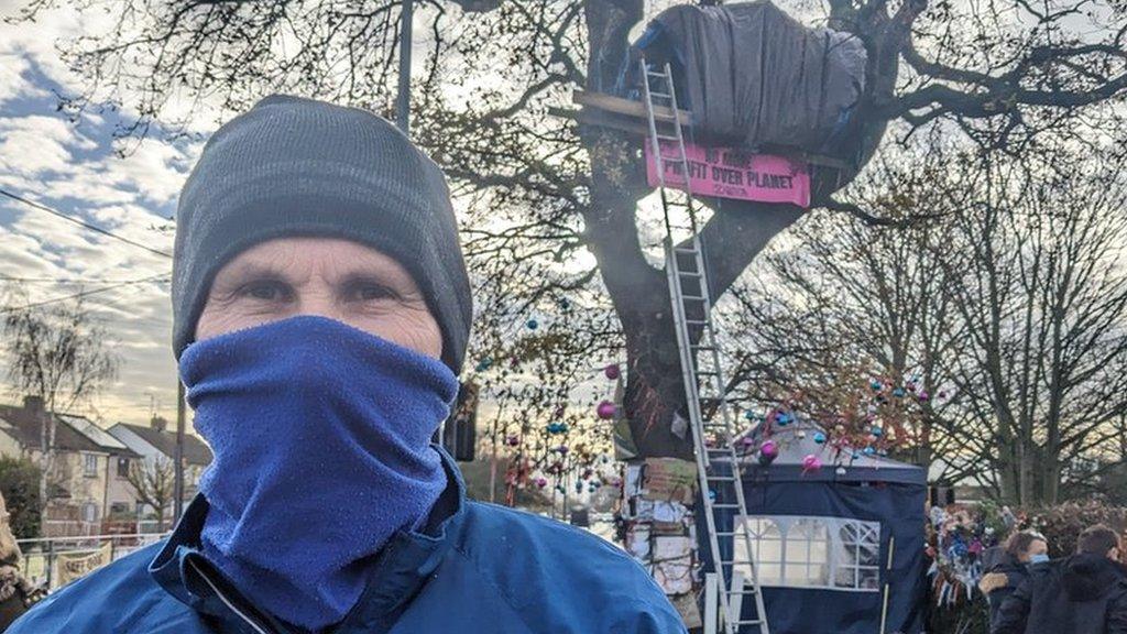 Jason, not his real name, at the Rochford tree protest