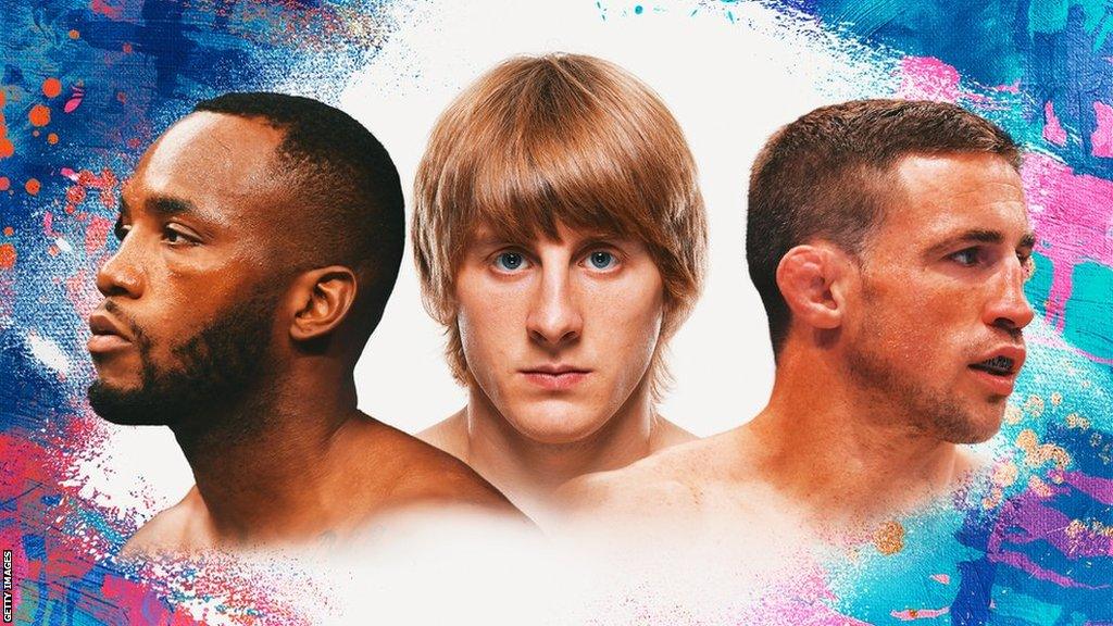 Close up pictures of Leon Edwards, Paddy Pimblett and Brendan Loughnane