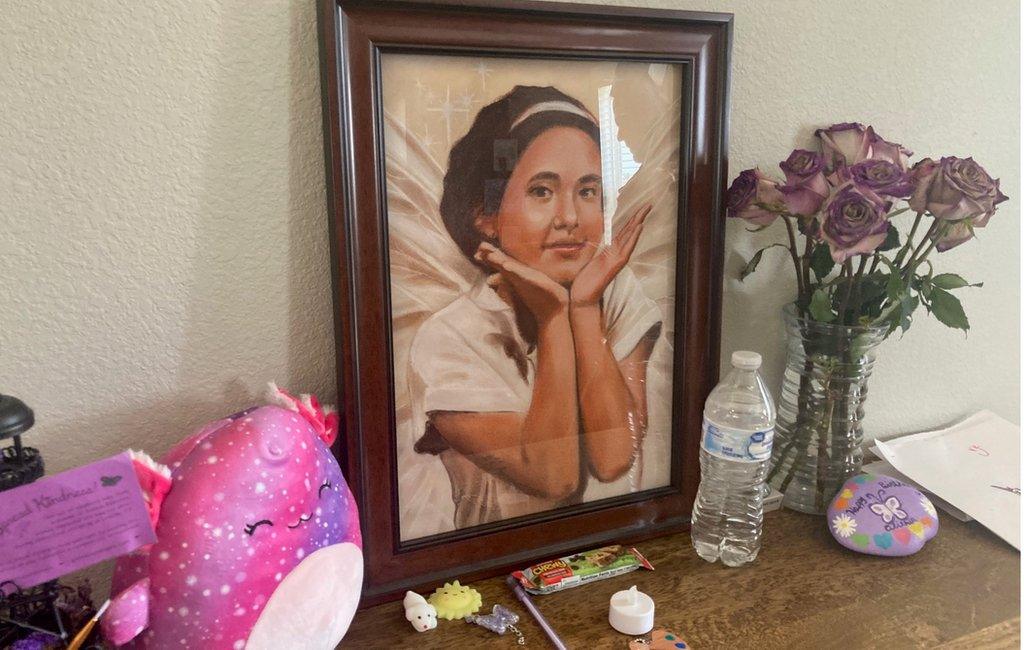 Alithia's image drawn in a portrait on display in the Ramirez's home