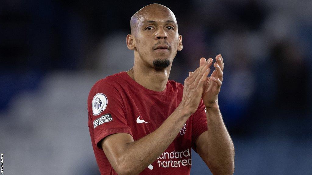 Liverpool midfielder Fabinho applauds the fans