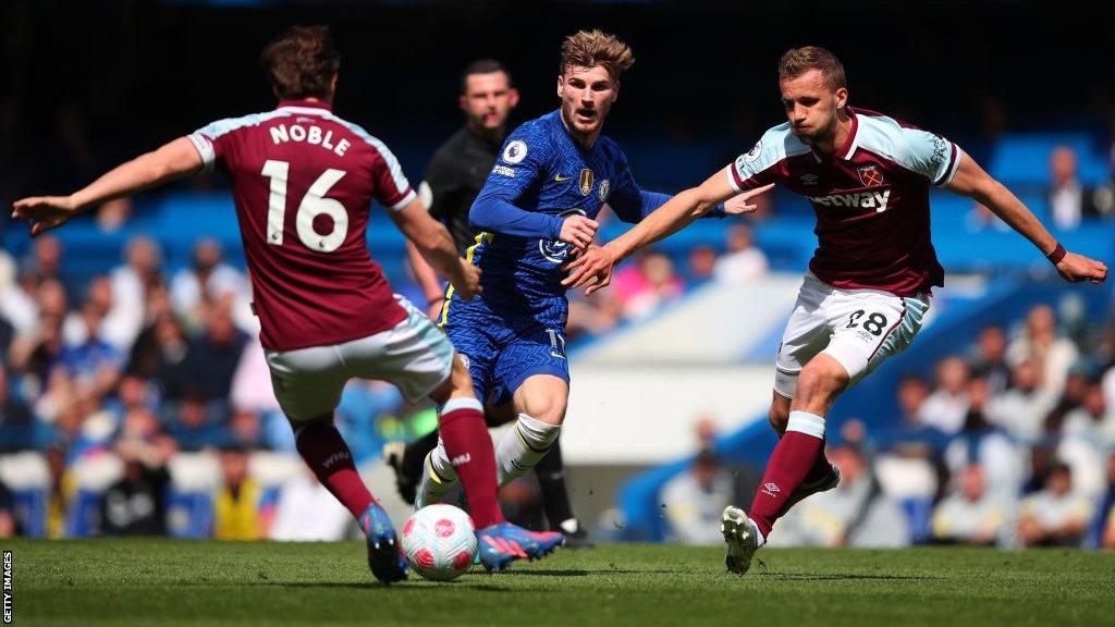 Timo Werner in action for Chelsea against West Ham