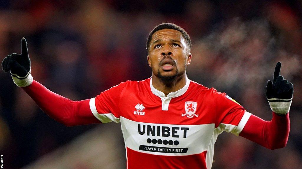 Middlesbrough's Chuba Akpom celebrates his goal against Stoke