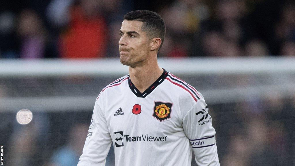 Cristiano Ronaldo playing for Manchester United