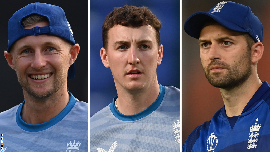 Joe Root, Harry Brook and Mark Wood