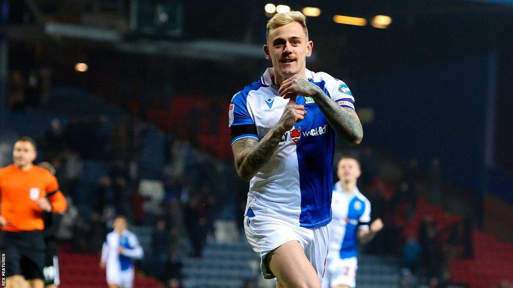 Sammie Szmodics celebrates a goal for Blackburn Rovers