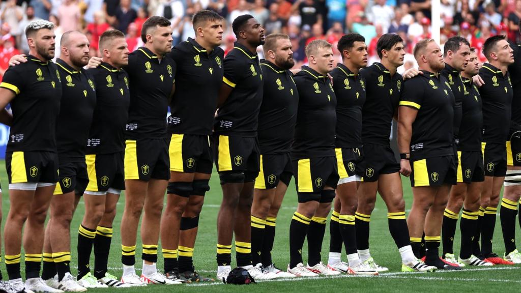 Wales line up for anthems