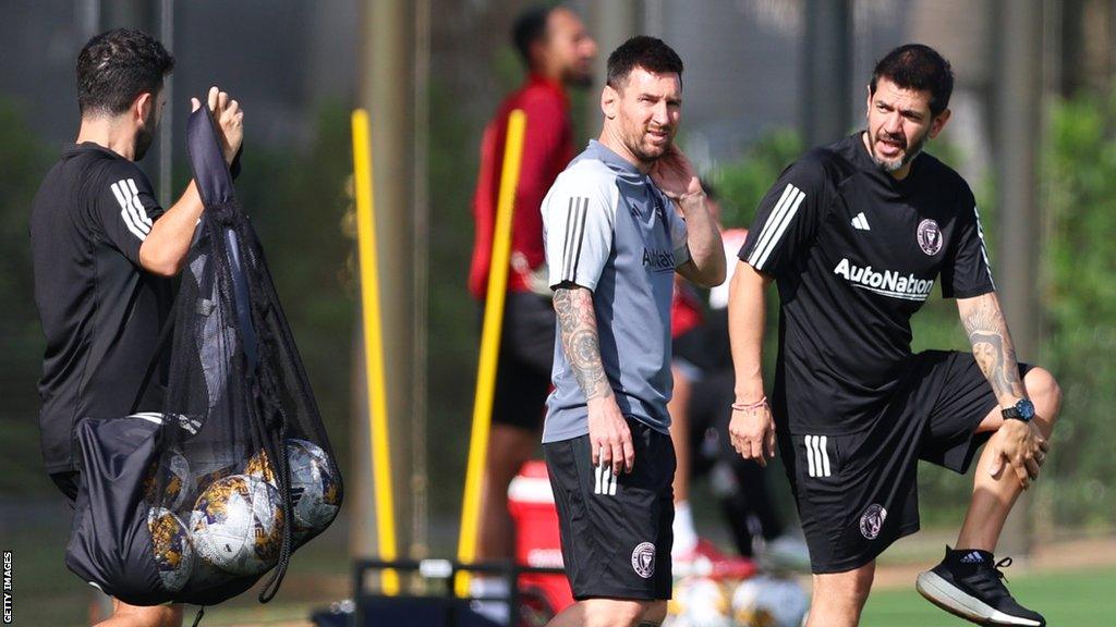 Lionel Messi at training