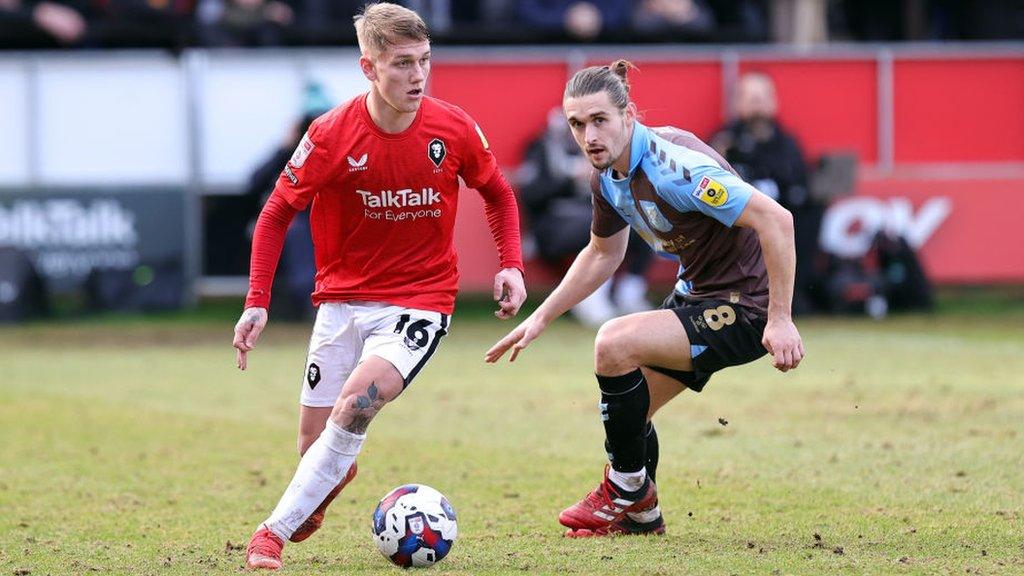 Ethan Galbraith (left) in action for Salford against Northampton last season