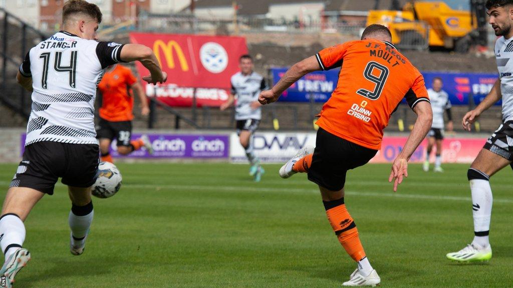 Louis Moult scores for Dundee United against Ayr United