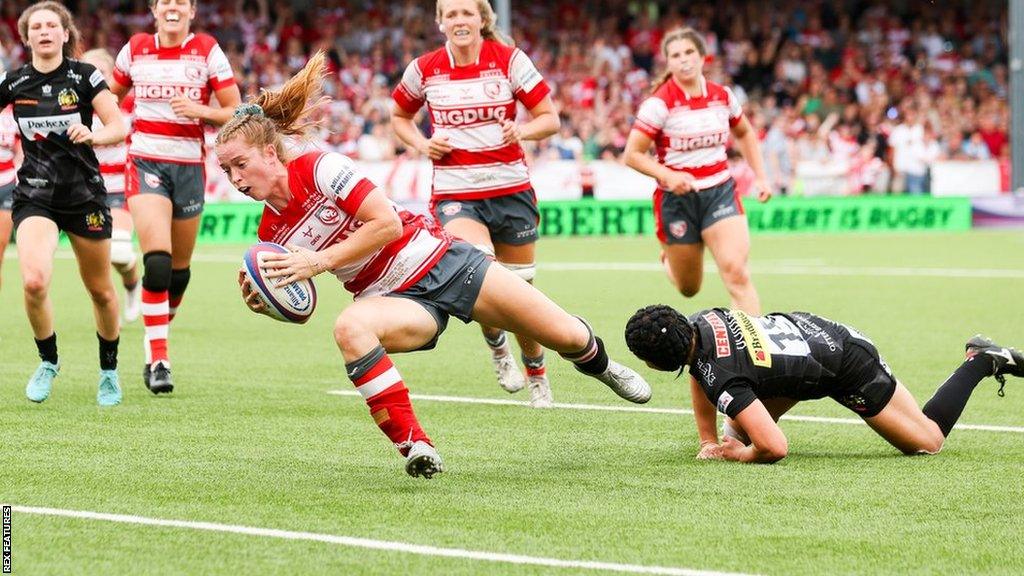 Lisa Neumann scores for Gloucester-Hartpury in Premiership Final