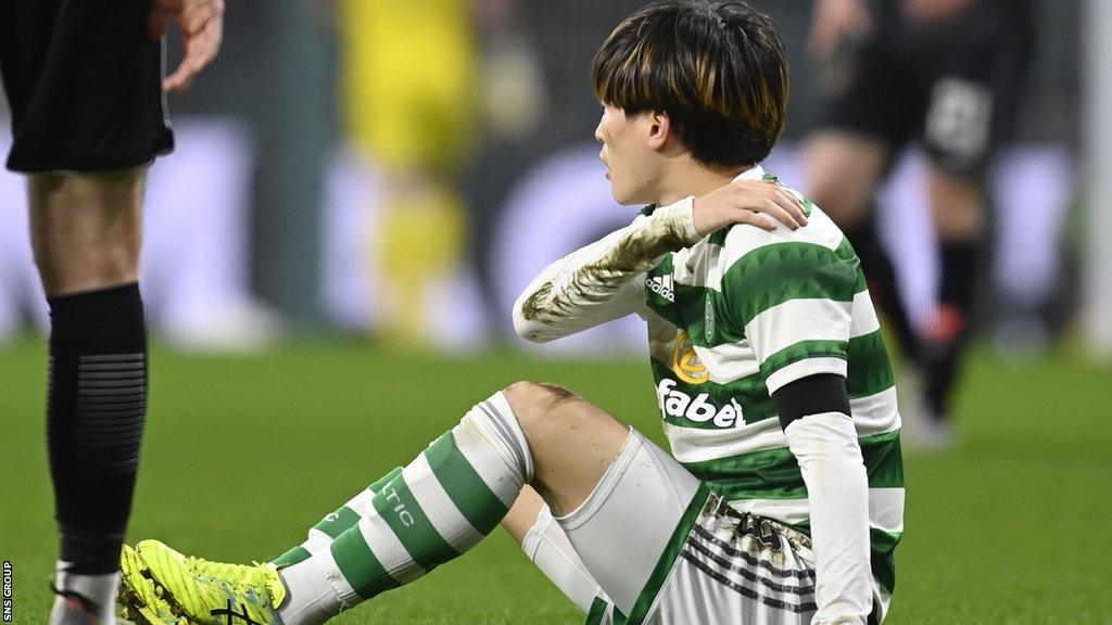 Celtic striker Kyogo Furuhashi was withdrawn with a shoulder injury last weekend