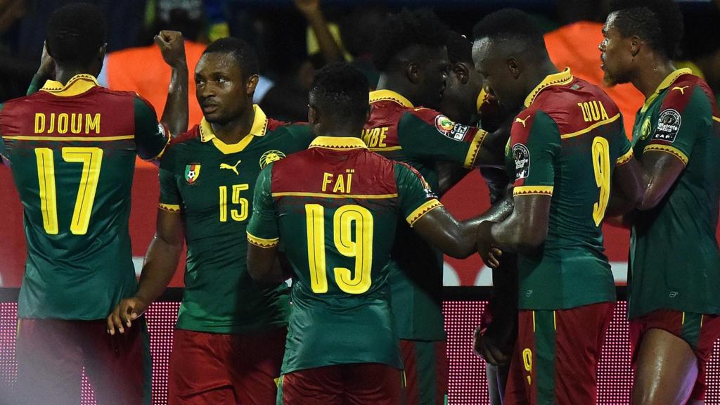 Cameroon players celebrate