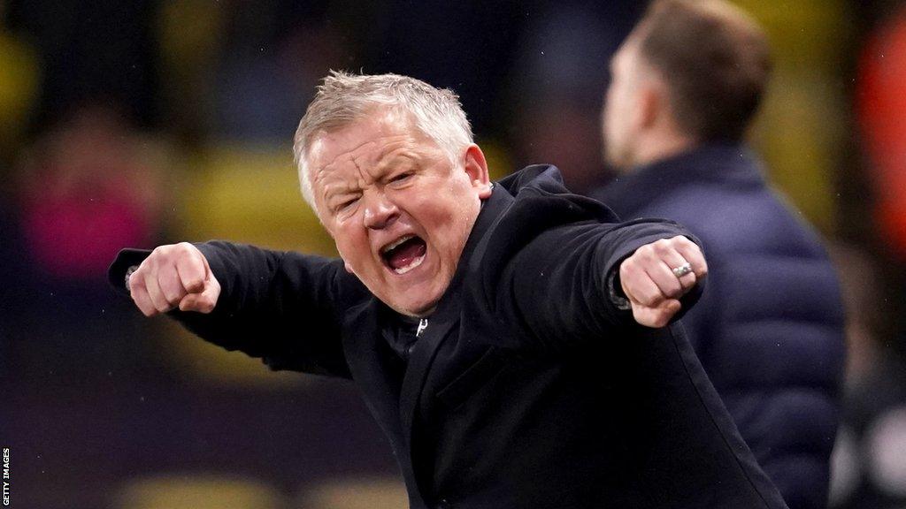 Chris Wilder celebrates Watford's first goal against Birmingham