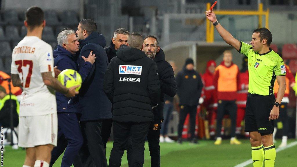 Jose Mourinho sent off for Roma